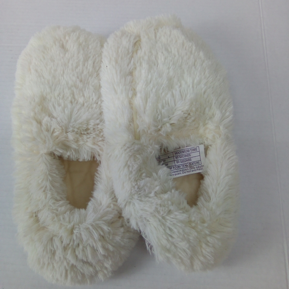 WARMIES. Cozy Cream Women's Slippers MICROWAVE HEAT NEW NO TAG SIZE 9/10 - Picture 7 of 7